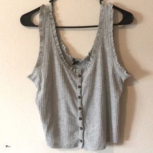 Ruffle sleeves/waffle knit tank